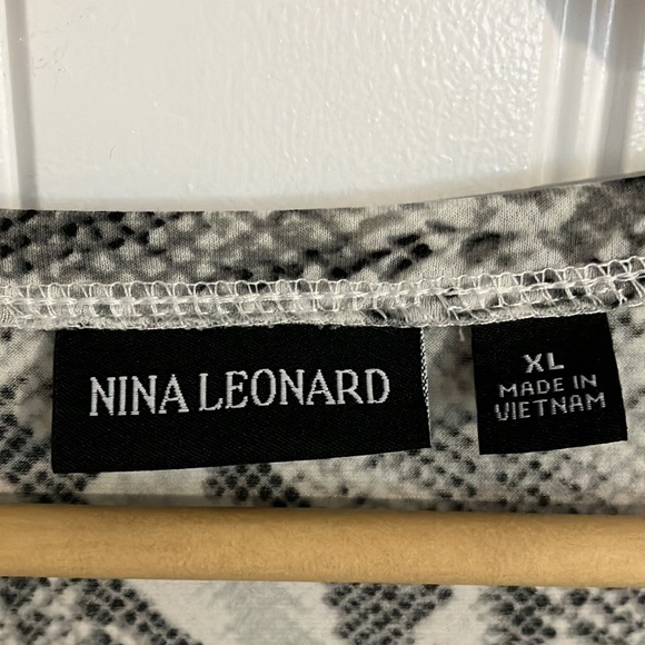 NINA LEONARD Tunic Shark Bite Short Sleeve SNAKE PRINT XL - Picture 5 of 8